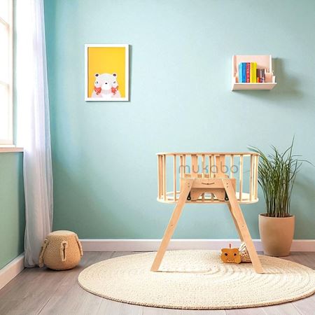 Mukabo Muka Kademeli Sallanır Ahşap Bebek Beşik
